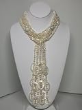 HinsonGayle Glamour Collection "GLORIA" White Triple Strand Cultured Pearl Lariat Necklace