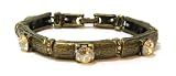 Creations Georgianni 14K Gold Plated Bracelet With Bars of Simulated Wood With Champagne Swarovski Crystals