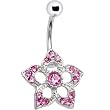 Selene Pink Flower Dangle Belly Button Ring