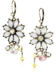 Betsey Johnson "Girlie Grunge" Faceted Bead Flower Drop Earrings