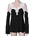 Wensltd Clearance! Women Sexy Lace Splice Shirt Baring Shoulder Top (L, Black)