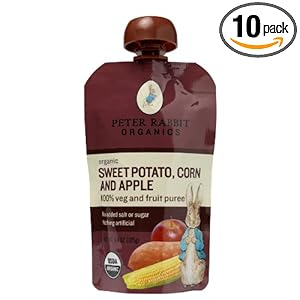 Peter Rabbit Organics, Sweet Potato, Corn and Apple Puree, 4.4-Ounce Pouches (Pack of 10)