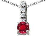 1.12 cts 14K Gold Plated 925 Sterling Silver Genuine Lab Created Ruby Pendant - 14kt White or Yellow Gold
