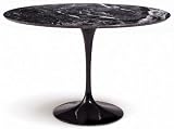 48 Saarinen Style Tulip Dining Table with Black Marble Top - Ships in 24 Hours with Money Back Guarantee!