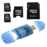 Kingston 1GB MicroSD memory card 2 Pack with MiniSD and SD Adapter And Multi Format (4 in 1) Blue Color Mini USB 2.0 Memory Card Reader / Writer for SD MINISD MMC MOBILE RSMMC for Blackberry 9530 9630 Storm Tour
