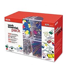 ACCO 76233 - Club Clip Pack, 80 Ideal, 45 Binder, 350 Jumbo Paper Clips, 150 Push Pins