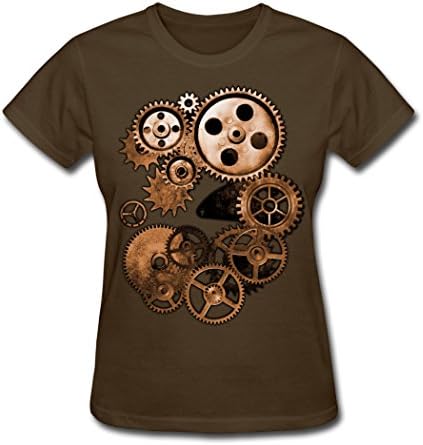 Tedba Original Steampunk Gears Brown Females T-Shirts M
