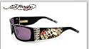 ED HARDY EHS 015 DEATH IS CERTAIN BLACK PLASTIC SUNGLASSES