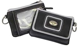 Black & Silver Collegiate ID key ring wallet w/ Silver Emblem