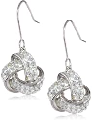 Sterling Silver Crystal Love Knot Drop Earrings