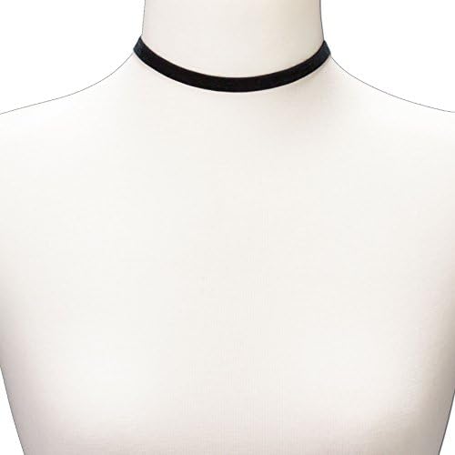 AmazingOS® 3/8" 5/8" 3/4" Girls Plain Black Velvet Ribbon Choker Necklace 12"~15" (3/8" and 13" to 15")
