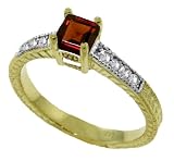 0.5 Carat (ct, cttw, ctw) Princess Cut Genuine Garnet & Diamond Accent 14k Gold Engagement Ring