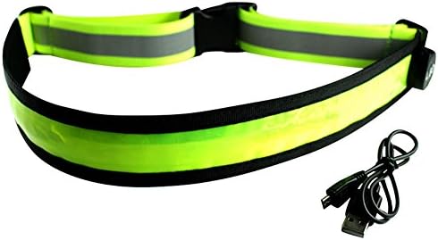 LED Reflective Belt USB Rechargeable-High Visibility Gear for Womens Mens Kids Running Walking Cycling Full Adjustable Lightweitht Safer and Softer than Vest Green Blue Red Green