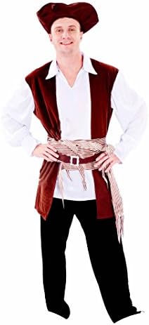 Junpai Men's Pirate Shirt Veste Belts and Hat Set