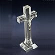 Glass Crucifix - Height: 8" - Pedestal - Includes Deluxe Box