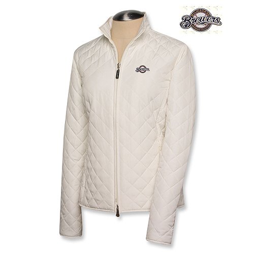 Milwaukee Brewers Women's Quilted Jacket By Cutter & Buck Xx Large