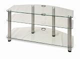 Techlink DAIS - LCD & Plasma Glass TV Stand To 42 - Clear Glass With Silver Legs
