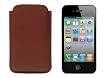 Lucrin - Etui pour iPhone 4 - cuir de vachette lisse - Cognac