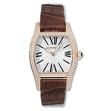 Girard-Perregaux Richeville Ladies' Watch 18K Rose Gold Silver Dial Diamond Bezel on Brown Leather... by Girard Perregaux