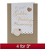 Gold Flitter Heart Anniversary Card