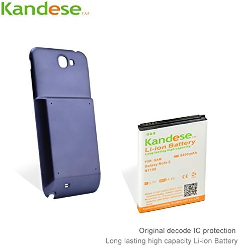 Kandese Extended Large Capacity 8400mAh Lithium Battery Replacement for phone Samsung Galaxy NOTE2 N7100 with back cover (BLUE)