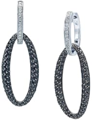 Ze Sterling Silver 1.50ct tw White and Black Diamond Dangle Earrings