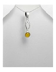 Baltic Amber Pendant Necklace In 92.5 Sterling Silver