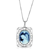 Guardian Angel Diamond Accented Cameo Pendant w/ Sterling Silver Filigree Frame and 18 Chain