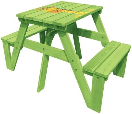 Lohasrus Kids Picnic Table, Green Giraffe Silk Screen