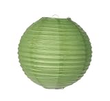 Parallel Ribbed Green 12-Inch Round Paper Lantern