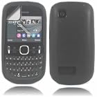 Silicone Case Cover Skin And LCD Screen Protector For Nokia Asha 200 201 / Black