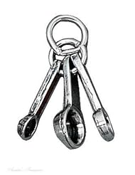 Sterling Silver 3D Chefs Three Measuring Spoons Kitchen Charm
