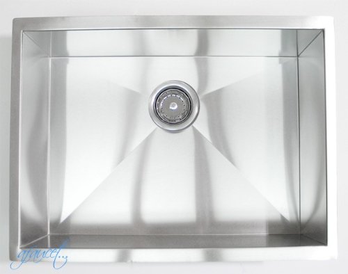 23 Inch - Zero Radius Design 16 Gauge Stainless Steel Undermount Single Bowl Kitchen / Bar / Prep Sink