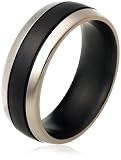 41h82bs%2BvML. SL160  Black Titanium 8mm Wedding Band Ring with Center Gaps, Size 10