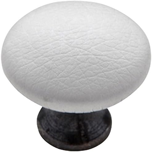 Knobware K3389-ORB/60/STK/WHT 1-1/2-Inch White Sta Kleen Faux Leather Covered Oil Rubbed Bronze Knob