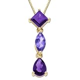 10k Yellow Gold Tanzanite and Amethyst Teardrop Pendant