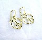 18k Vermeil Over Sterling Heart Peace Sign Earrings