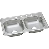 Elkay KJ233225 Kingsford 23 Gauge Stainless Steel Double Bowl Top Mount Kitchen Sink with J Channels
