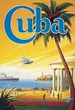 Vintage Cuba Palm Tree Pan Am Airplane Travel Art Deco Poster Print Kerne Erickson