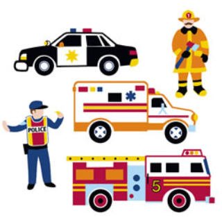 POLICE Fireman Hero Firetruck wallpaper border Wallies
