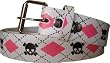 Skully Pink Argyle on White Printed Imitation Leather Belt