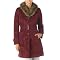 Tapestry Belted Coat with Faux Fur Collar - Red