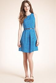Angel Abstract Print Pleated Belted Dress