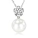 10k White Gold Freshwater Cultured Pearl and Diamond Pendant Necklace, (0.04 cttw, G-H Color, I3 Clarity), 17