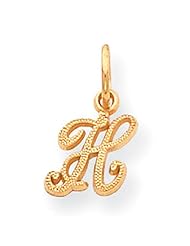 14k Yellow Gold Fancy Script Initial H Charm C564H