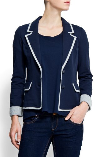 Mango Womens Contrasting Trim Blazer