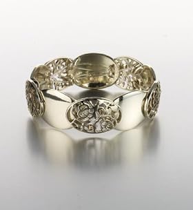 Gold Effect Floral Cut-Out Stretch Bracelet