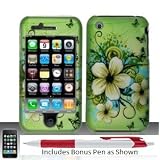 Apple iPhone 3g 3gs Apple Green Butterfly Flower Premium Design Snap-On Premium Phone Protector Hard Cover Case