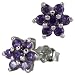 Star Flower Amethyst Cubic Zirconia Platinum Overlay Sterling Silver Studs
