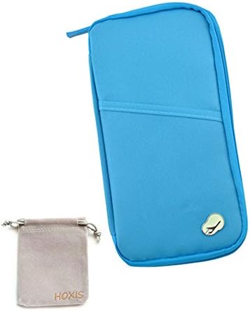 HOXIS (R)Travel Wallet With Closure Zip Document Organiser Passport Ticket Holder BLUE